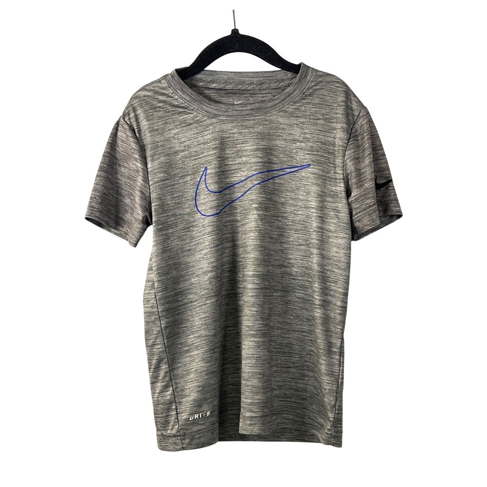 Nike Kids Gray Blue Short Sleeve Shirt Dri-fit Loungewear Sporty Boys 6 Athletic